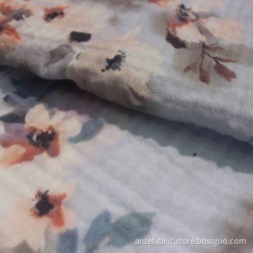 floral printed 100% cotton double gauze fabric